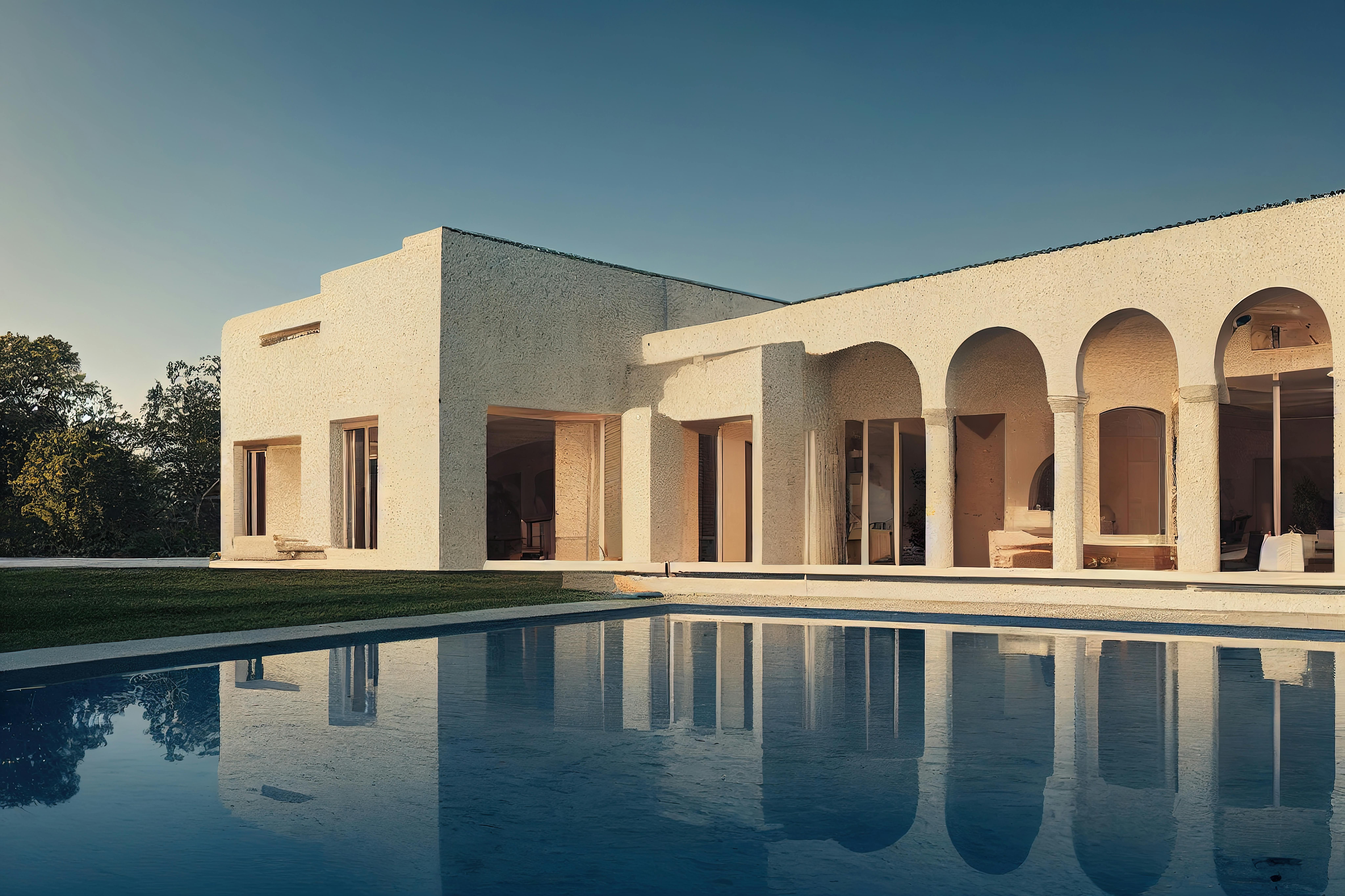 The courtyard of an elite house with trees